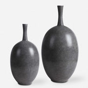 Uttermost Riordan Marbled Black Ceramic Contemporary Set of 2 Vases