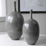 Uttermost Riordan Marbled Black Ceramic Contemporary Set of 2 Vases