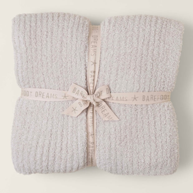 Barefoot Dreams Cozy Chic Stone Ribbed Bed Blanket Available in Queen and King Sizes