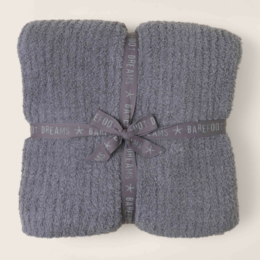 Barefoot Dreams CozyChic Graphite Ribbed Bed Blanket Available in