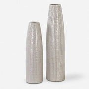 Uttermost Sara Taupe Glazed Textured Ceramic Set of 2 Vases