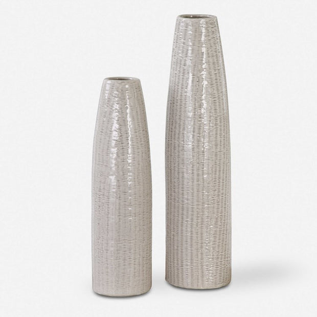 Uttermost Sara Taupe Glazed Textured Ceramic Set of 2 Vases