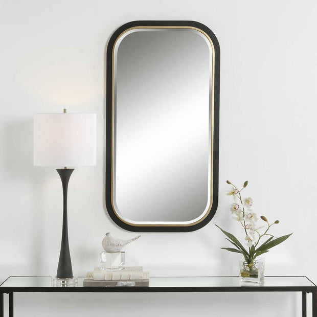 Uttermost Nevaeh Satin Black With Gold Leaf Mirror