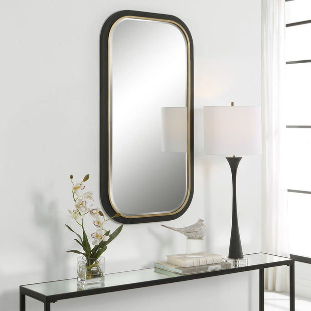 Uttermost Nevaeh Satin Black With Gold Leaf Mirror