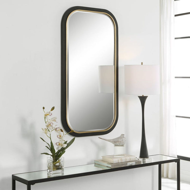 Uttermost Nevaeh Satin Black With Gold Leaf Mirror