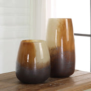 Uttermost Desert Wind Light Sand, Rust and Dark Bronze Glass Set of 2 Vases