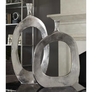 Uttermost Cierra Textured Nickel Sculptural Set of 2 Vases