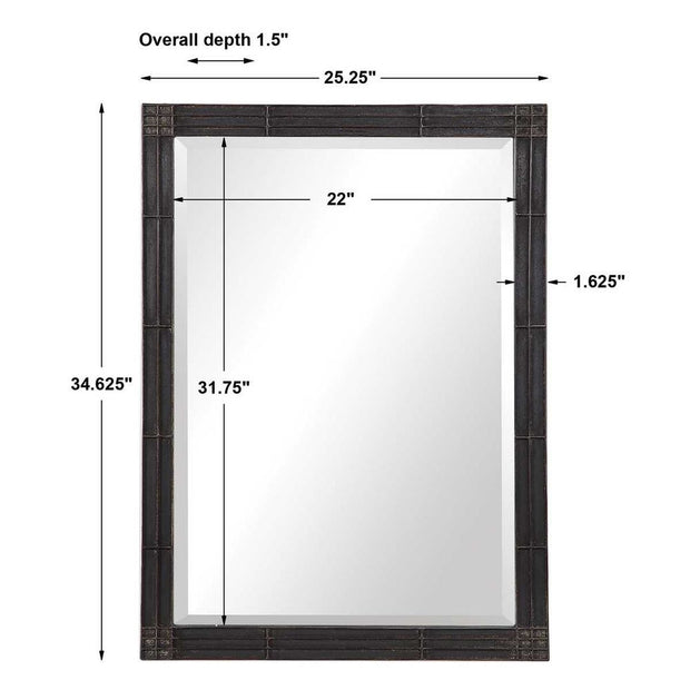 Uttermost Gower Rustic Aged Black Iron Mirror