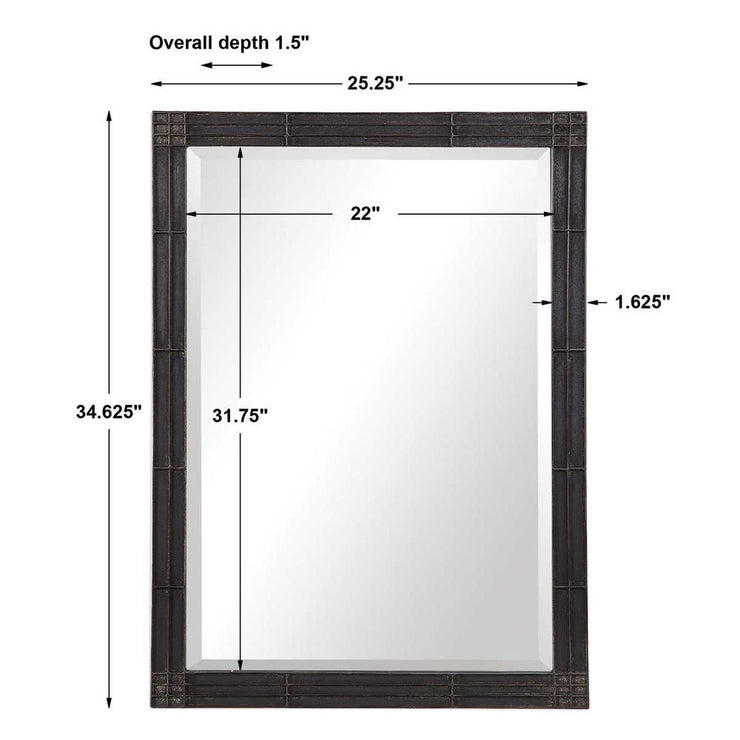Uttermost Gower Rustic Aged Black Iron Mirror