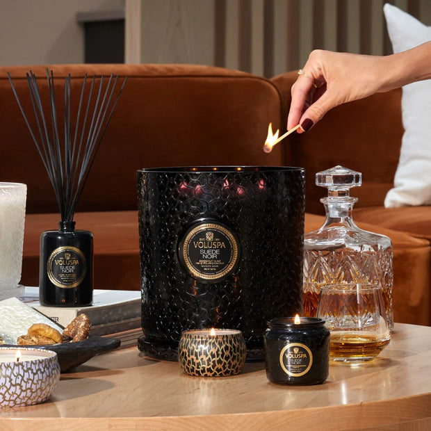 Voluspa Suede Noir 5 Wick Hearth Candle ~ 123oz