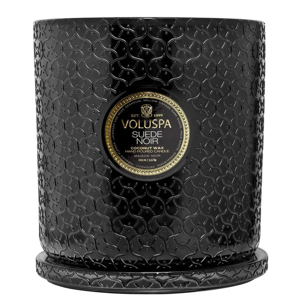 Voluspa Suede Noir 5 Wick Hearth Candle ~ 123oz