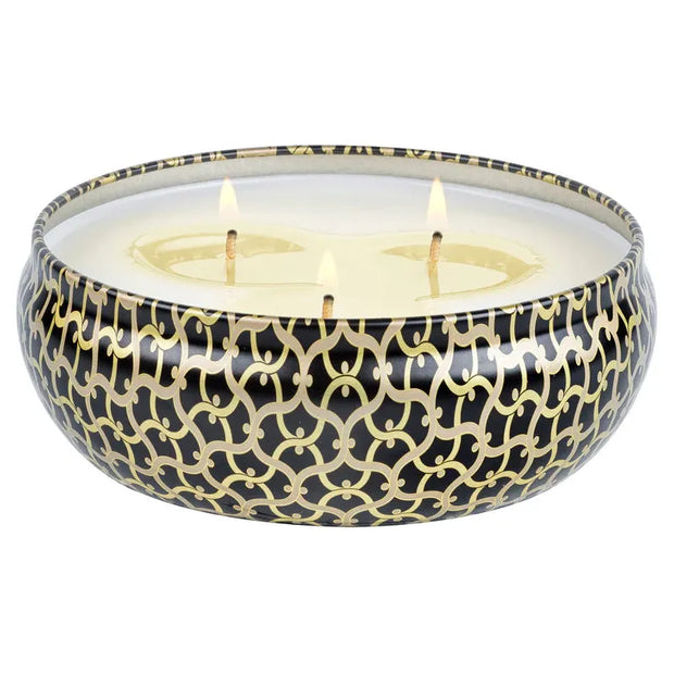 Voluspa Suede Noir 3 Wick Tin Candle