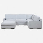 Uttermost Refuge Modular Sectional Sofa with Ottoman ~ Cloud Blue Performance Fabric