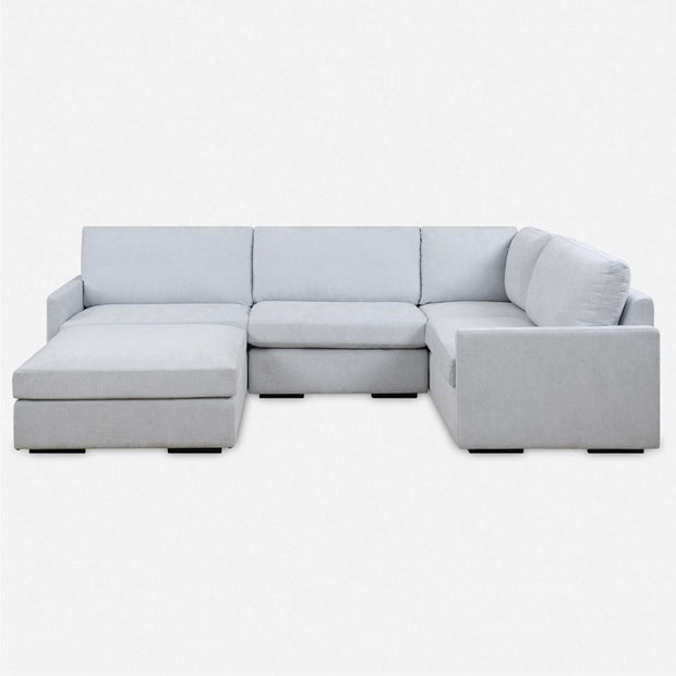 Uttermost Refuge Modular Sectional Sofa with Ottoman ~ Cloud Blue Performance Fabric
