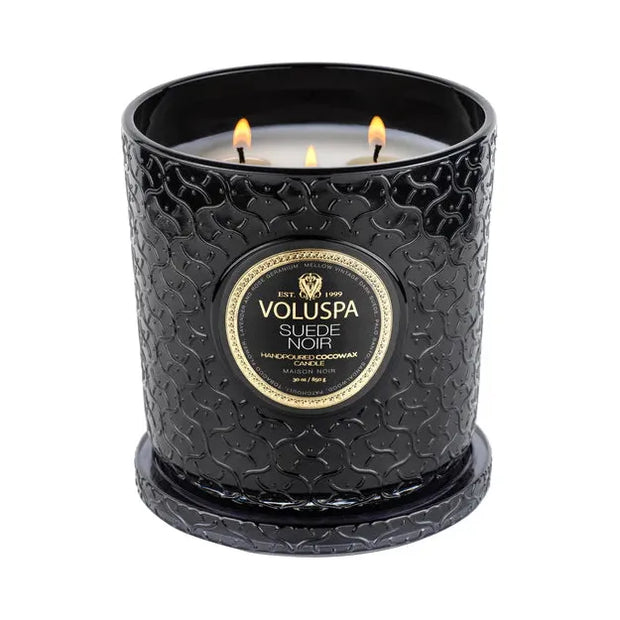 Voluspa Suede Noir Luxe Candle ~ 30oz