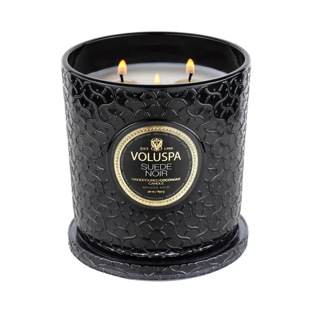 Voluspa Suede Noir Luxe Candle ~ 30oz