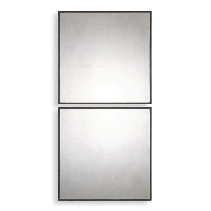 Uttermost Matty Aged Black Framed Square Mirrors ~ Set Of 2