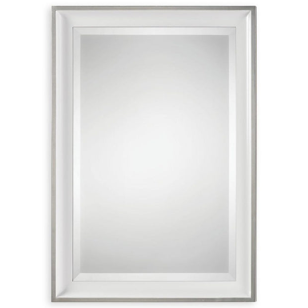 Uttermost Lahvahn Gloss White With Silver Leaf Mirror