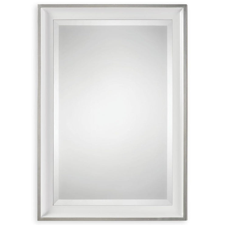 Uttermost Lahvahn Gloss White With Silver Leaf Mirror