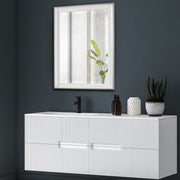 Uttermost Lahvahn Gloss White With Silver Leaf Mirror