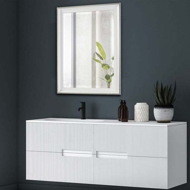 Uttermost Lahvahn Gloss White With Silver Leaf Mirror