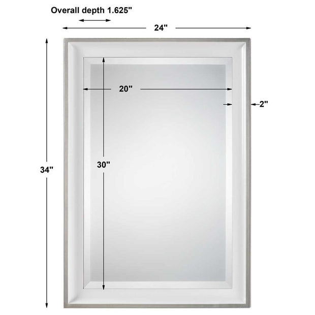 Uttermost Lahvahn Gloss White With Silver Leaf Mirror