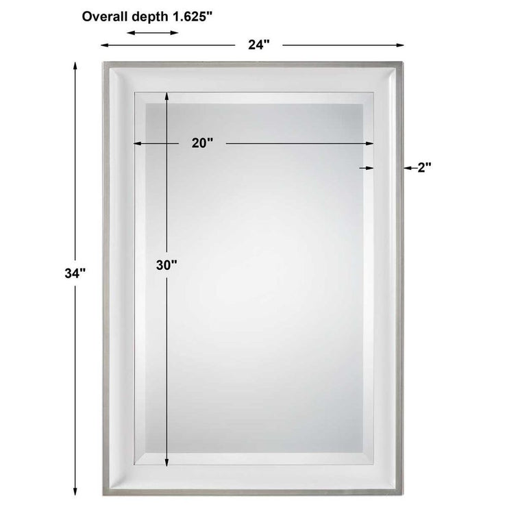 Uttermost Lahvahn Gloss White With Silver Leaf Mirror