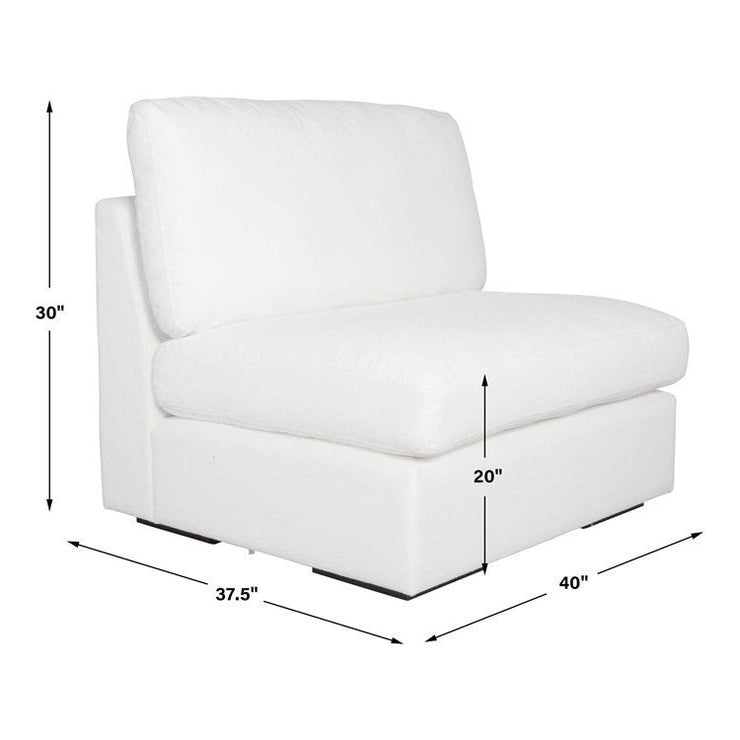 Uttermost Refuge Modular Armless Piece ~ Ultra Plush Artic White Performance Fabric