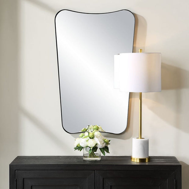 Uttermost Belvoir Sleek Satin Black Mirror