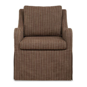 Uttermost Luisa Teak Brown With Linen Pinstripe Swivel Chair