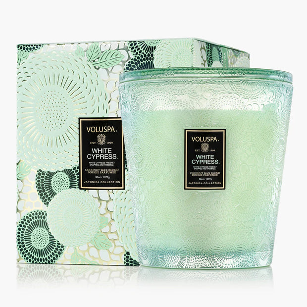 Voluspa White Cypress 3 Wick Hearth Candle ~38oz