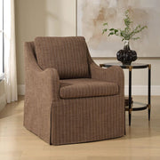 Uttermost Luisa Teak Brown With Linen Pinstripe Swivel Chair