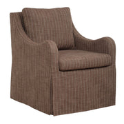 Uttermost Luisa Teak Brown With Linen Pinstripe Swivel Chair