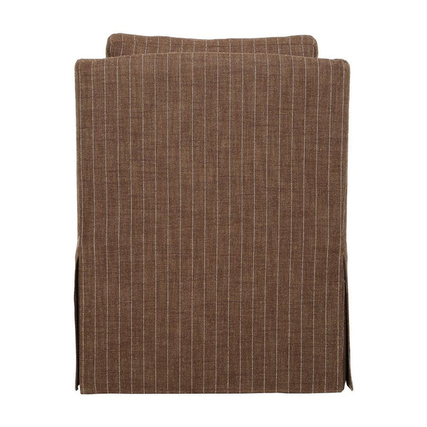 Uttermost Luisa Teak Brown With Linen Pinstripe Swivel Chair