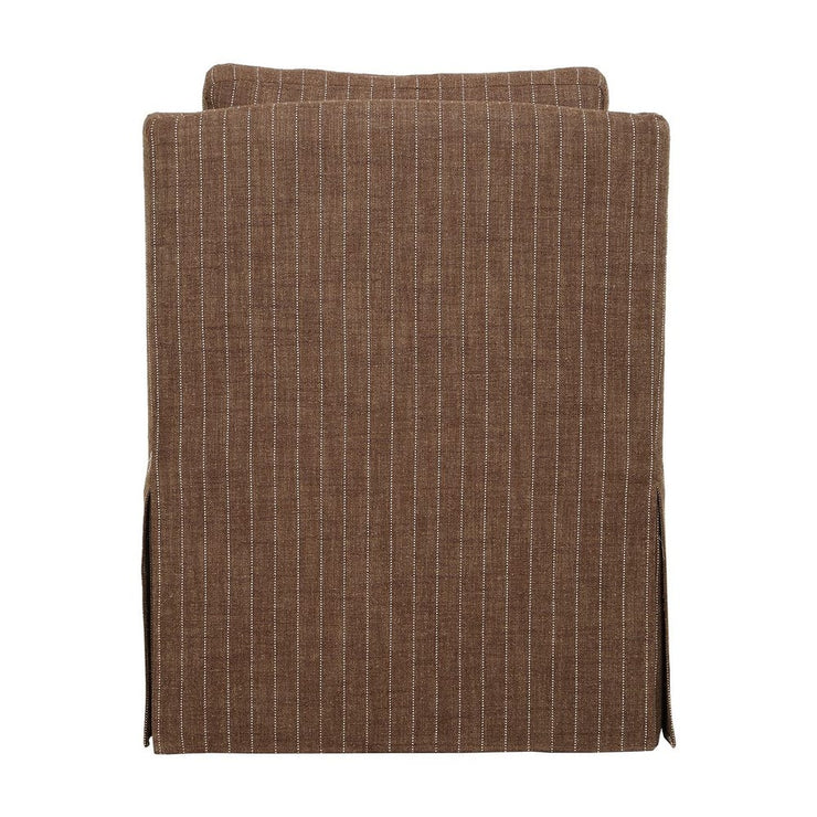 Uttermost Luisa Teak Brown With Linen Pinstripe Swivel Chair