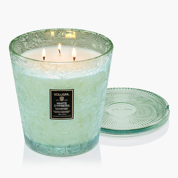 Voluspa White Cypress 3 Wick Hearth Candle ~38oz