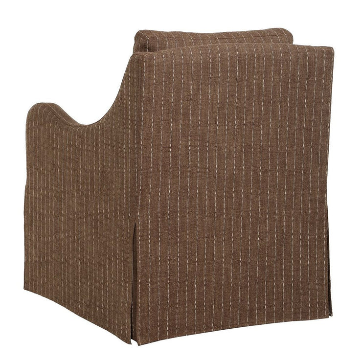 Uttermost Luisa Teak Brown With Linen Pinstripe Swivel Chair