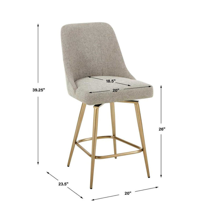 Uttermost Bramwell Heathered Taupe Fabric Counter Stool