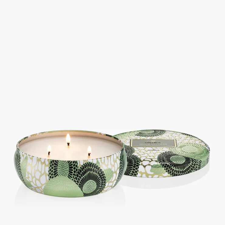 Voluspa White Cypress 3 Wick Tin Candle ~12oz
