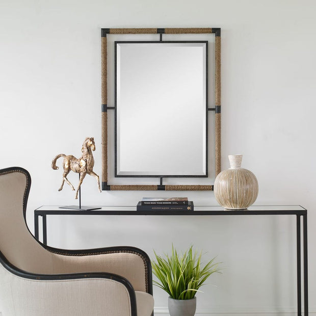 Uttermost Melville Natural Rope And Rust Black Iron Mirror