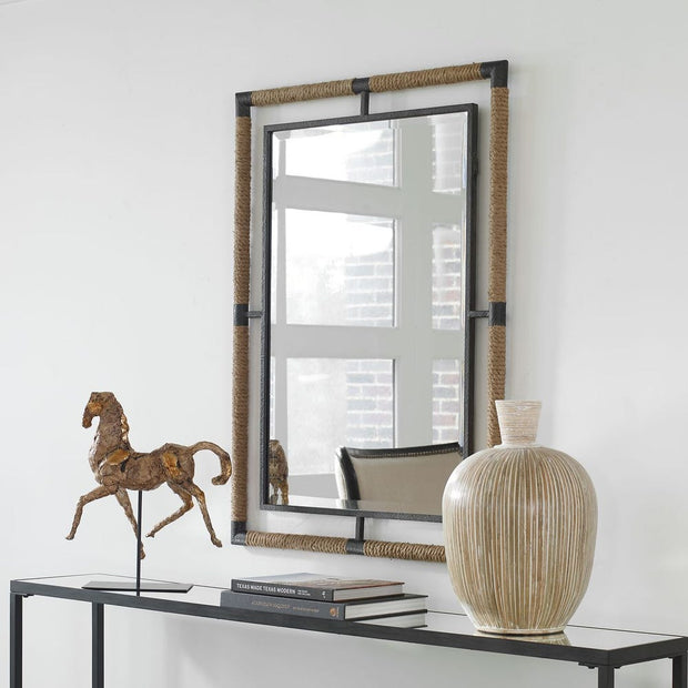 Uttermost Melville Natural Rope And Rust Black Iron Mirror