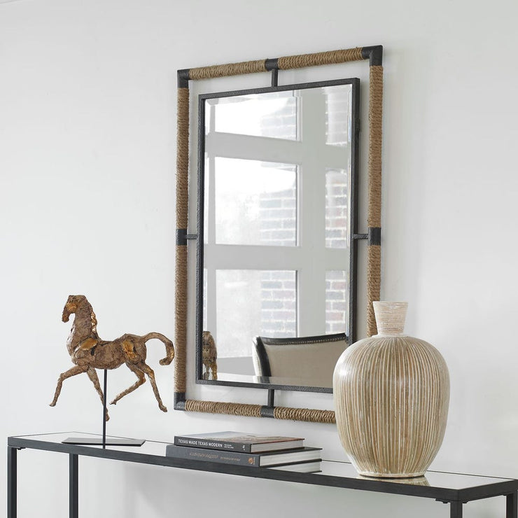 Uttermost Melville Natural Rope And Rust Black Iron Mirror