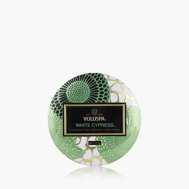 Voluspa White Cypress Mini Tin Candle