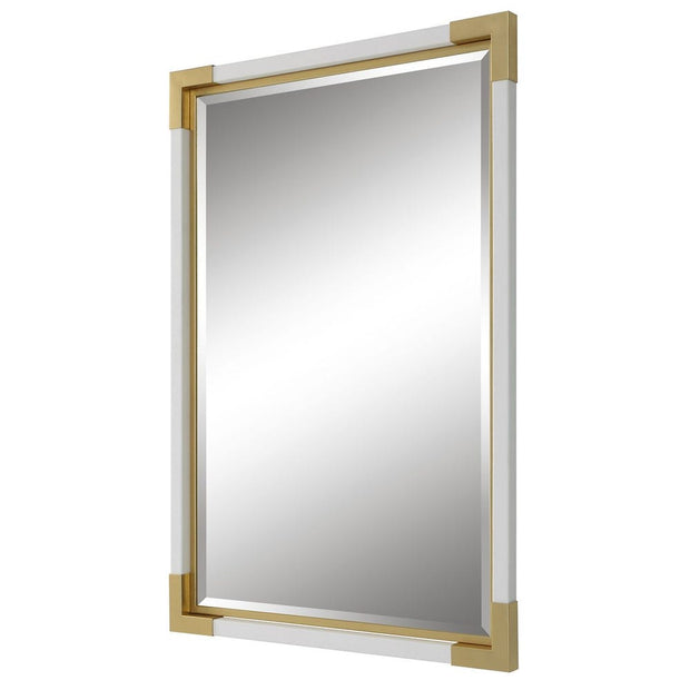 Uttermost Malik Gold Leaf Corners And White Shagreen Mirror