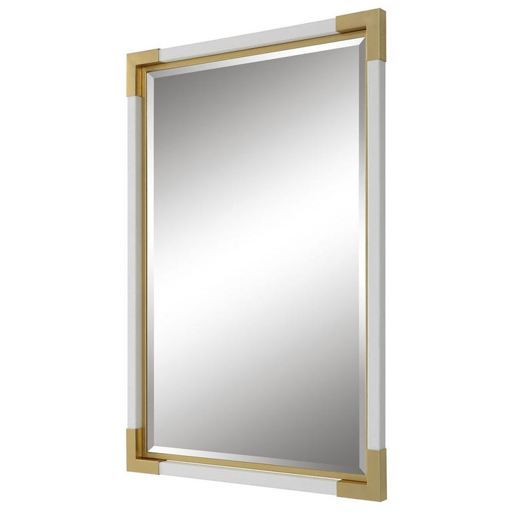 Uttermost Malik Gold Leaf Corners And White Shagreen Mirror
