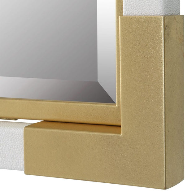 Uttermost Malik Gold Leaf Corners And White Shagreen Mirror