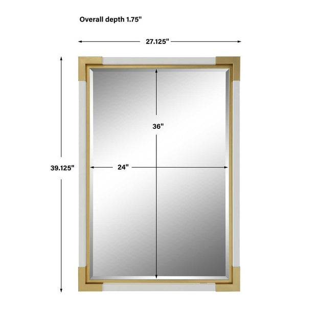 Uttermost Malik Gold Leaf Corners And White Shagreen Mirror