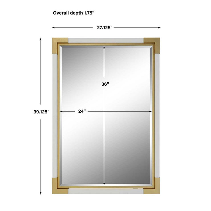 Uttermost Malik Gold Leaf Corners And White Shagreen Mirror