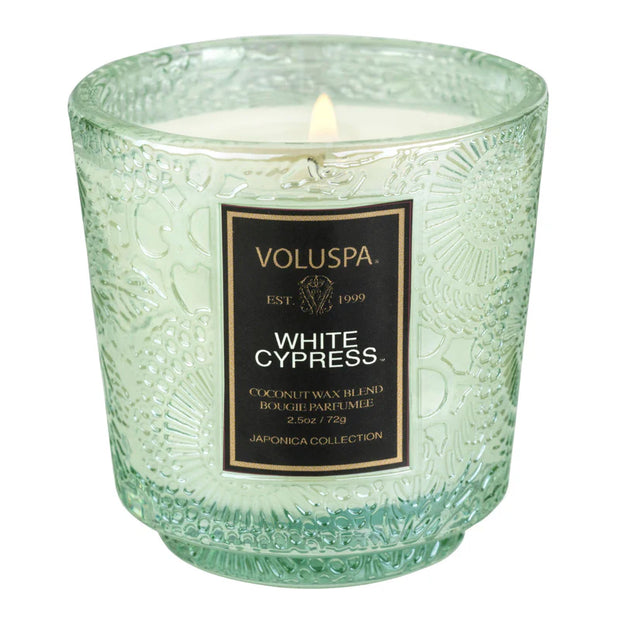 Voluspa White Cypress Petite Pedestal Candle ~2.5oz