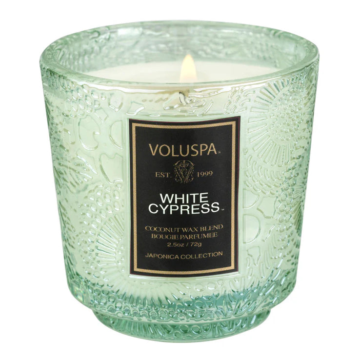 Voluspa White Cypress Petite Pedestal Candle ~2.5oz
